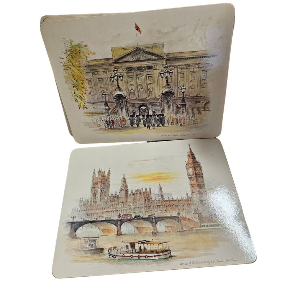 Set 6 Vtg Clover Leaf London Today Placemats and 4 Coasters of Dublin Landmarks